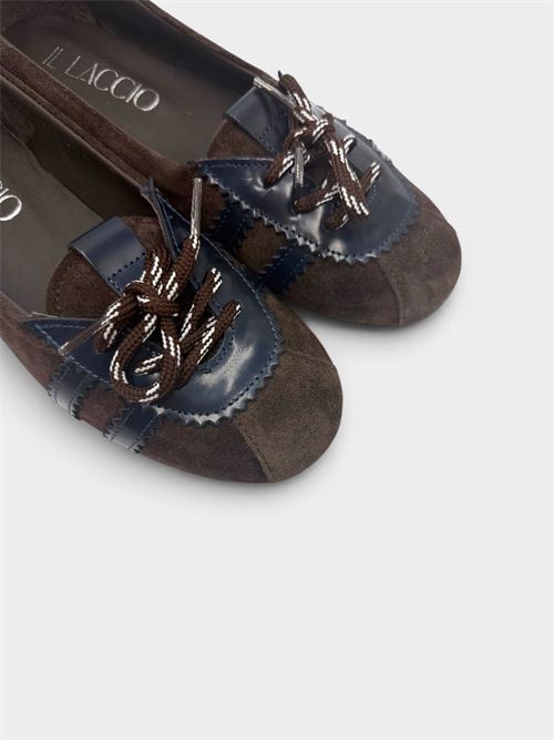 Ballerine camoscio abrasivato testa di moro e blu IL LACCIO | 94CAMOSCIO/ABRASIVATOT.MORO/BLU